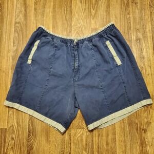 Vintage Surf Odyssey Shorts Men 2XL Blue Two Tone Cotton Elastic Waist Surfing
